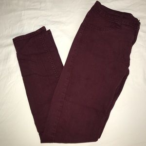 maroon jean jeggings